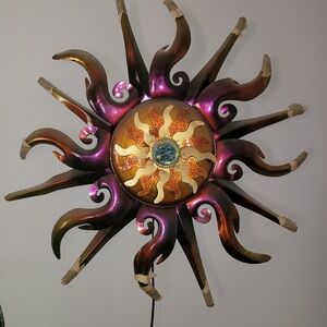 40" Laser Cut Metallic Sun Wall Lamp